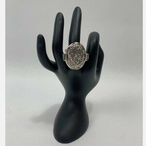 Judith Leiber Ring Oval Cabochon Women's Silver Size 7 Plated